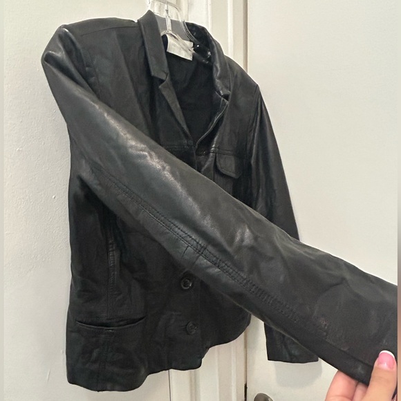 Zadig & Voltaire Liam black leather slim moto jacket fits small 4 6 - Picture 7 of 10